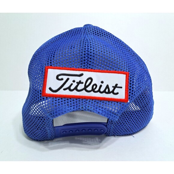Titleist FJ Foot Joy Pro V1 Snap Mesh Back Golf Hat Navy Blue Red Cap Trucker - Picture 3 of 6